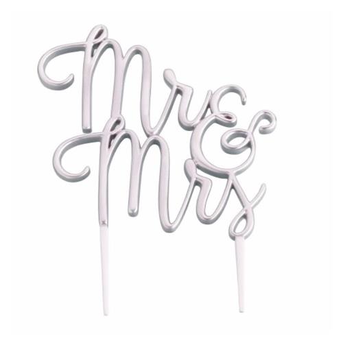 Mr. & Mrs. Wedding Cake Topper - Silver
