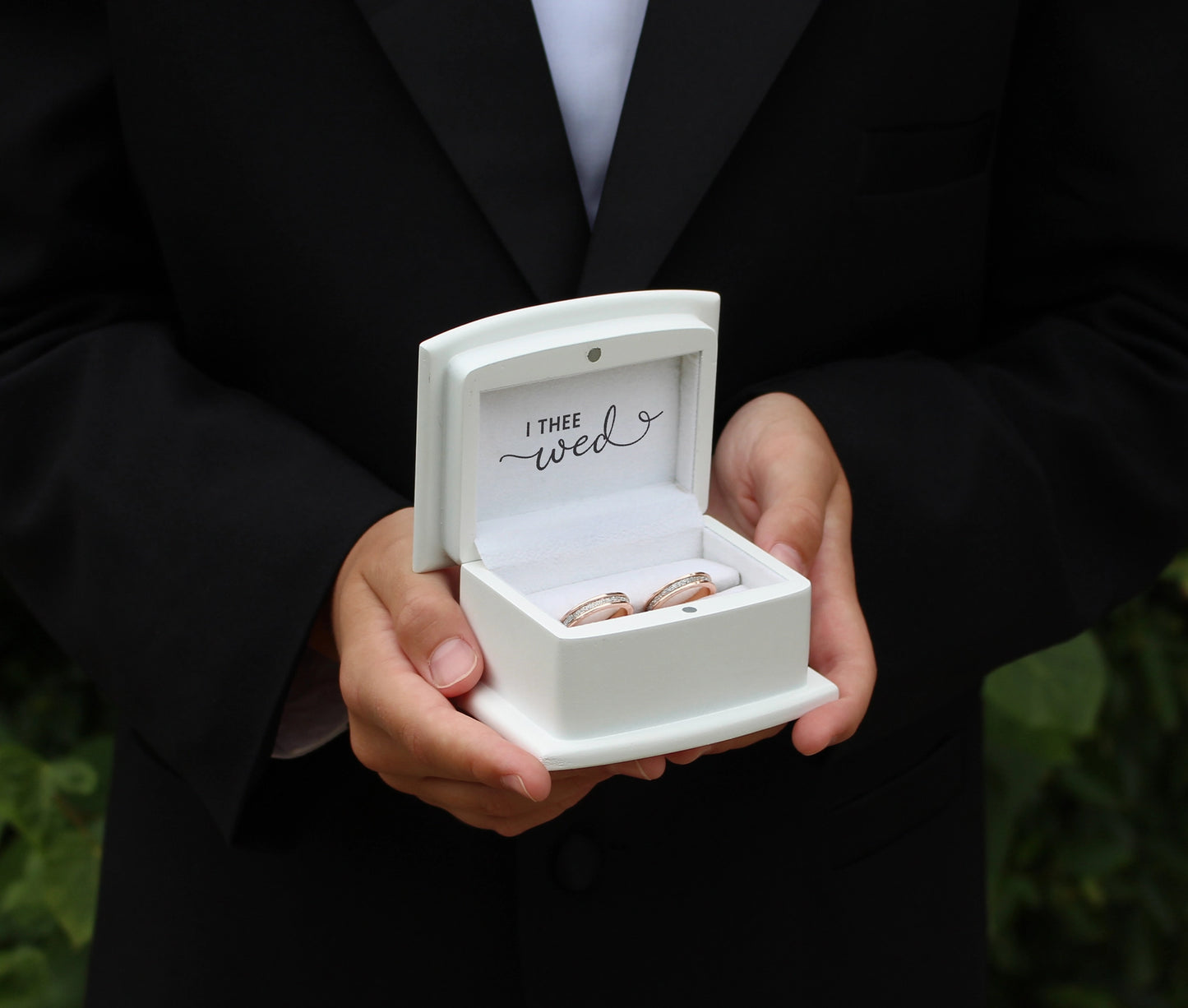 White Ring Box ring pillow alternative "With These Ring, I Thee Wed"
