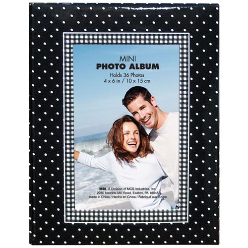 1-Up 4x6 Brag Book - Black with White Polka Dots