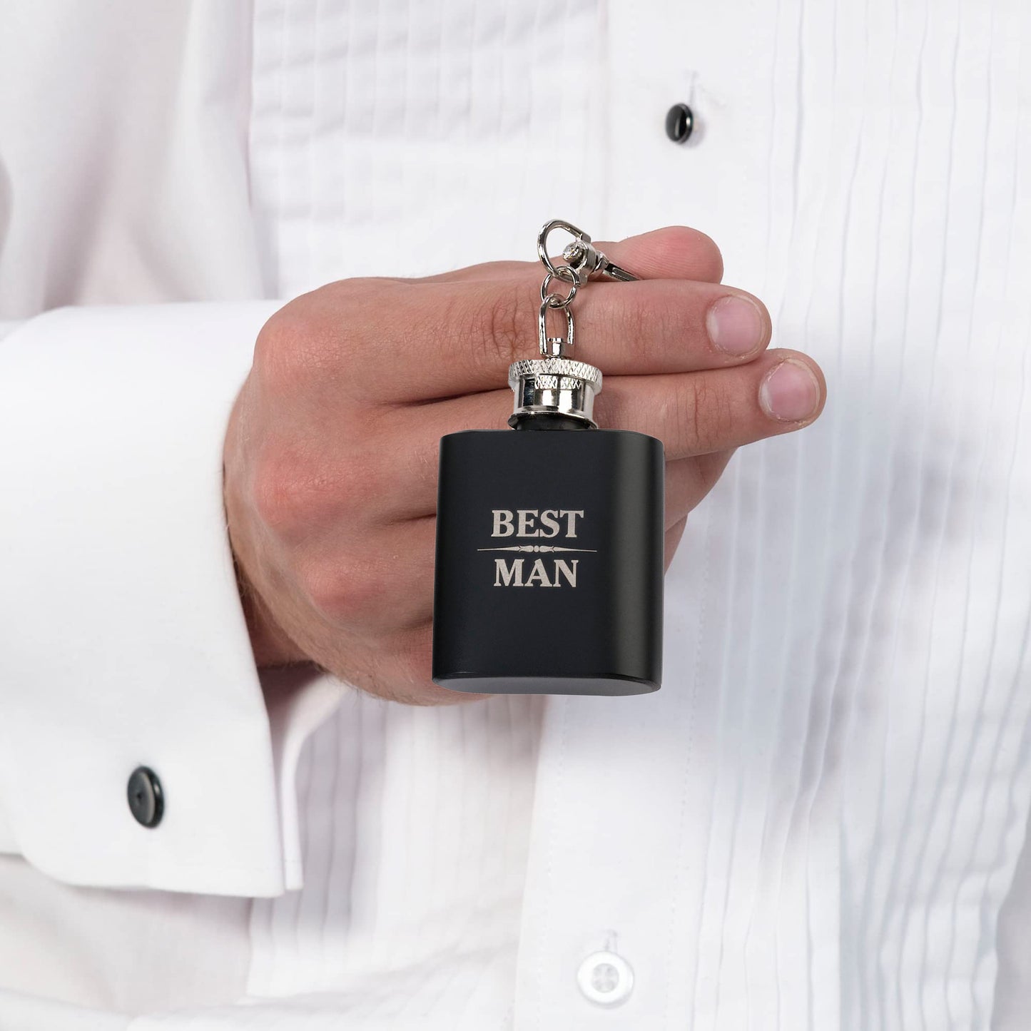 Best Man Black Mini Flask