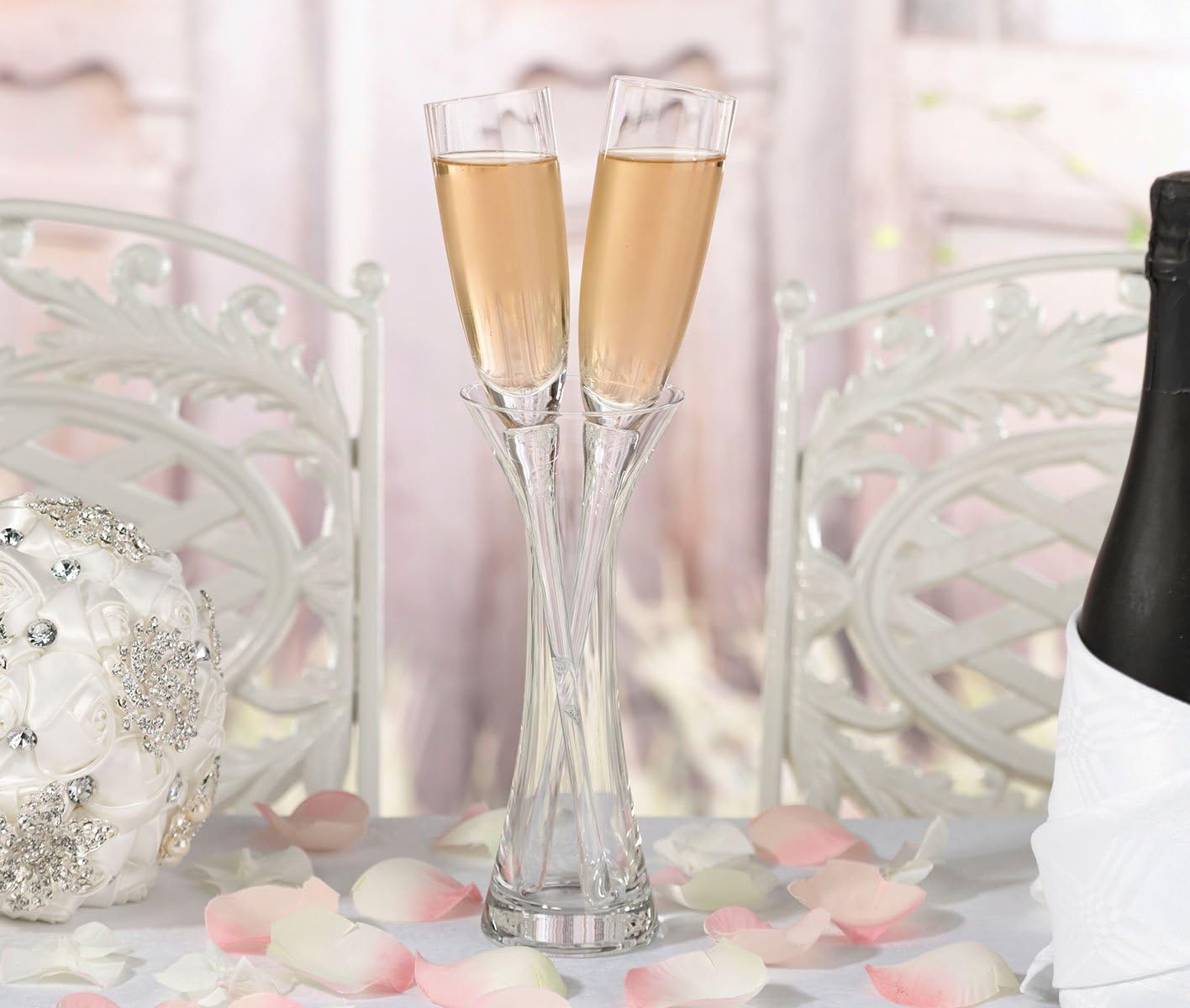 Long Stemmed Wedding Toasting Glasses With Vase