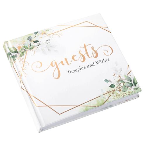 Botanical and Geometric Guest Book with Gold Accents