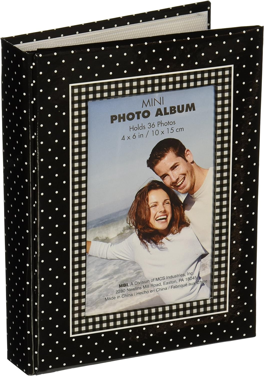 1-Up 4x6 Brag Book - Black with White Polka Dots