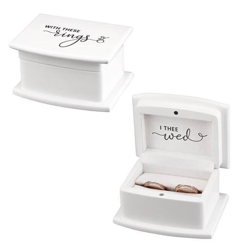 White Ring Box ring pillow alternative "With These Ring, I Thee Wed"