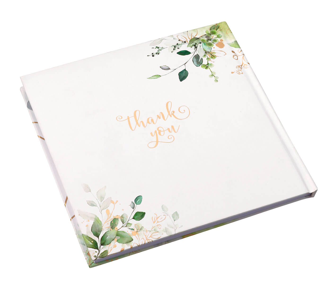 Botanical and Geometric Guest Book with Gold Accents