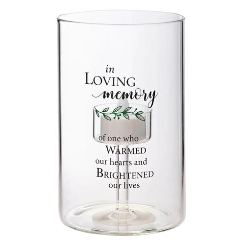 Glass Memorial Tea light Holder - In Loving Memory